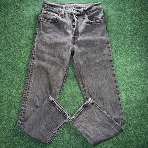 501 Levi's Button Fly Jeans Women's 25x28 26 Inseam Black Slim Fit Jeans Y2K